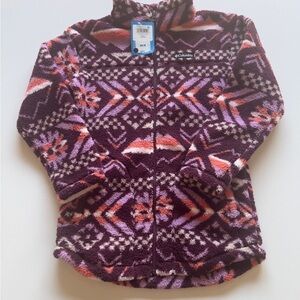 NWT Columbia Youth Girl's Large 14/16 Purple Patterned Fleece Jacket (G4)
